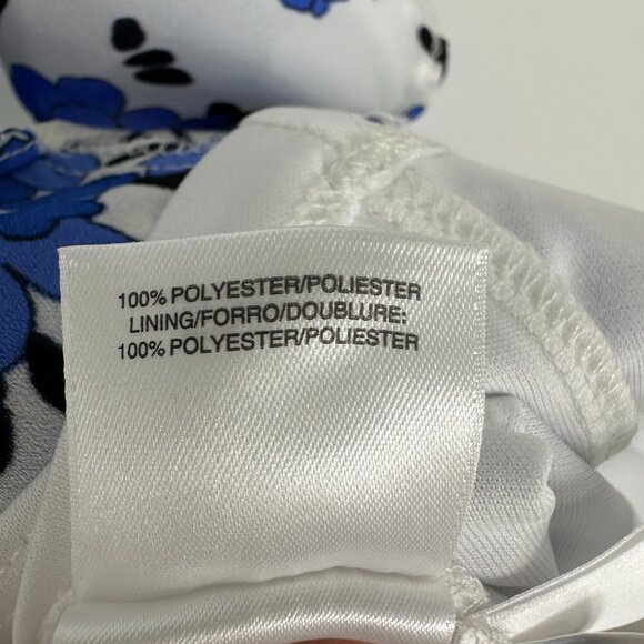 Nine West Floral Dress A Line Cold Shoulder Ruffle Cocktail Blue White - Picture 10 of 10